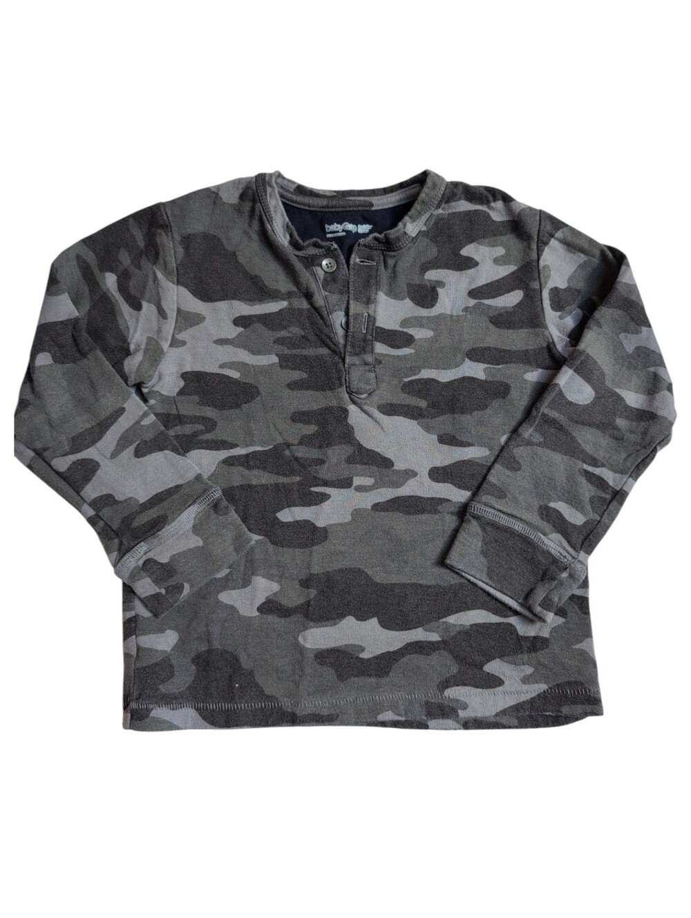 🍁2/$7🍁BABY GAP Grey Camo Print Long Sleeve Henley